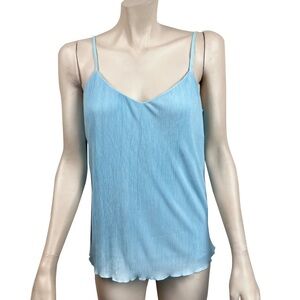 White House Black Market Aqua Blue Ribbed‎ Tank Blouse